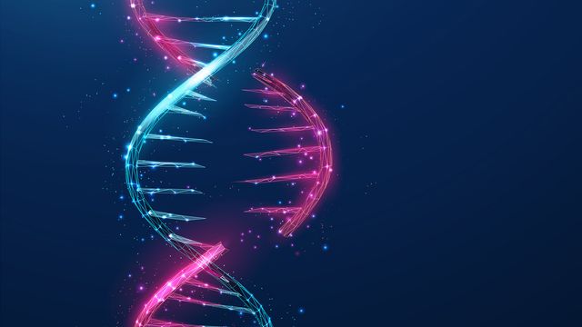 An illustration of editing of a DNA double helix. 